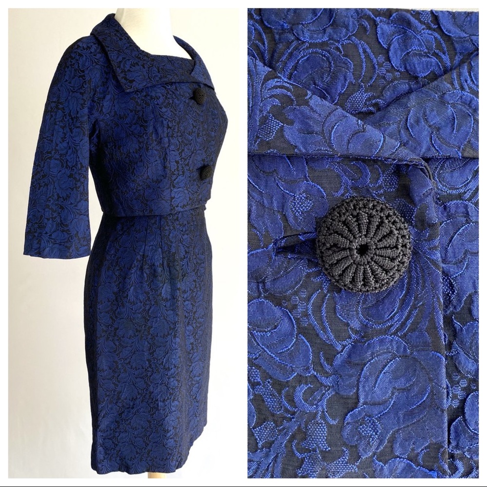 Vtg 1950s Blue & Black Wiggle Set S